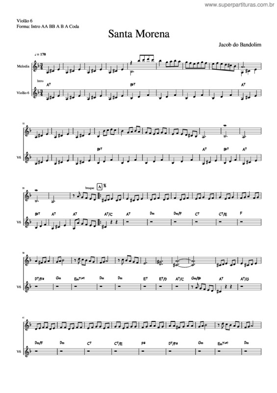 Partitura da música Santa Morena v.9