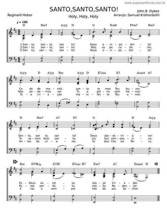 Partitura da música Santo, Deus Onipotente v.2