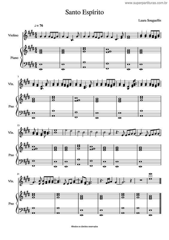 Partitura da música Santo Espírito v.13