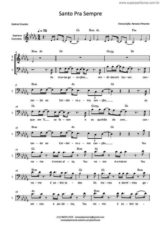 Partitura da música Santo Pra Sempre v.2