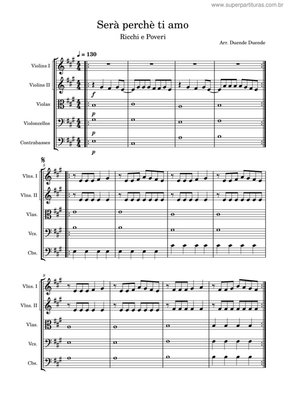 Partitura da música Sarà Perché Ti Amo