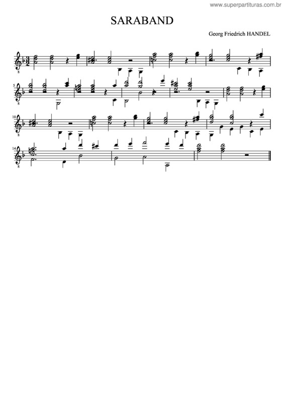 Partitura da música Saraband_Arranjo Para Guitarra