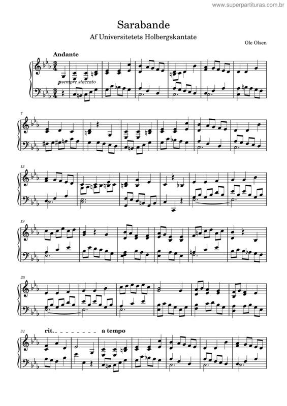 Partitura da música Sarabande v.3