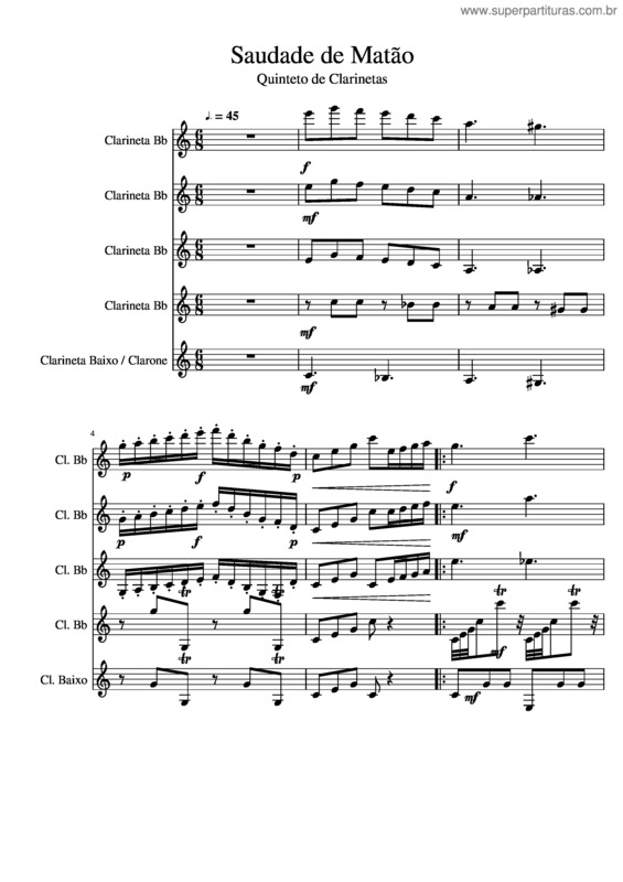 Partitura da música Saudade De Matão v.6