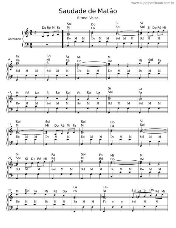 Partitura da música Saudade De Matão v.8