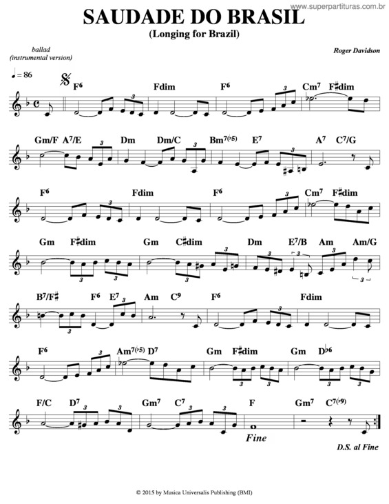 Partitura da música Saudade Do Brasil v.4