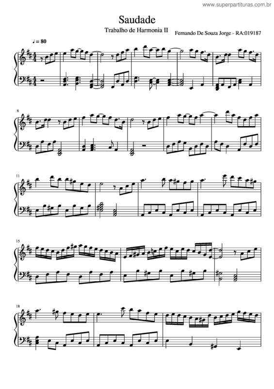 Partitura da música Saudade v.34