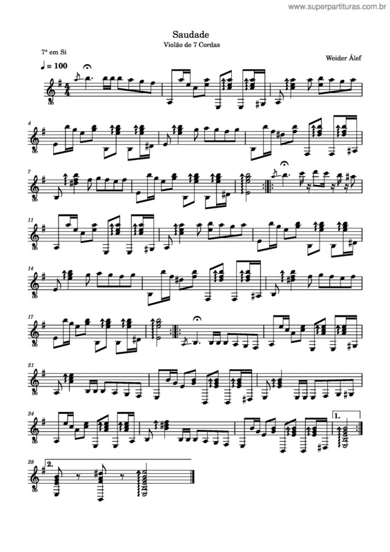 Partitura da música Saudade v.36