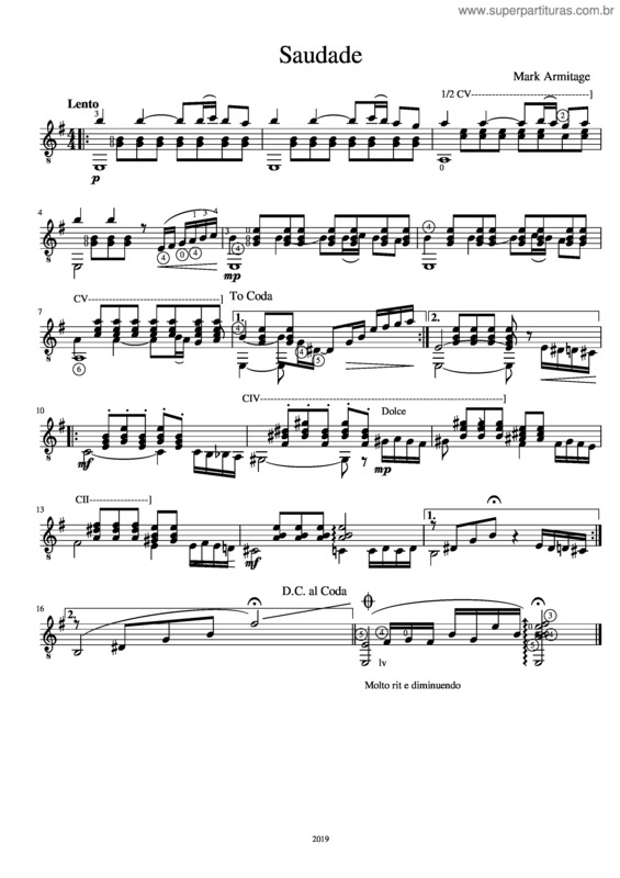 Partitura da música Saudade v.37