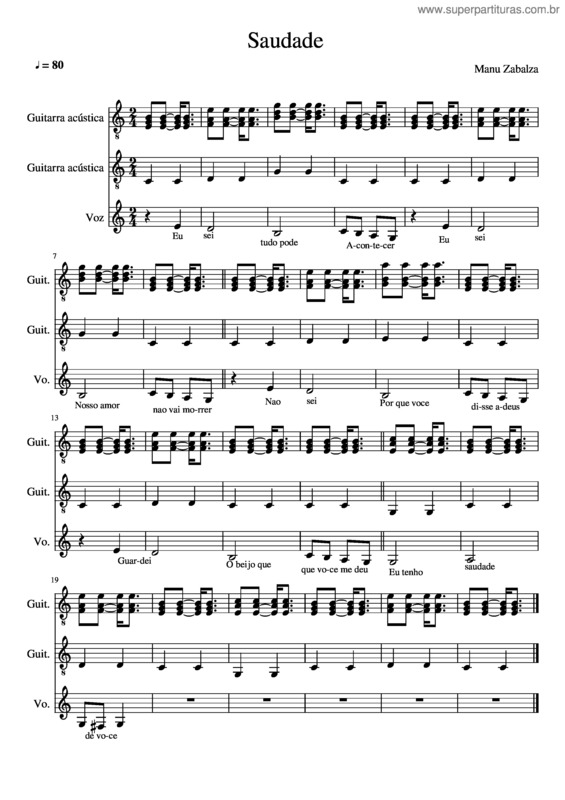 Partitura da música Saudade v.42