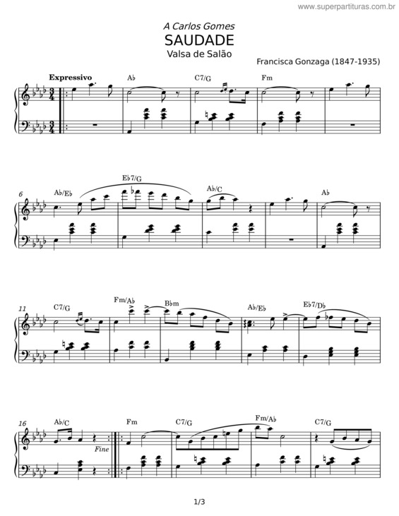 Partitura da música Saudade v.45