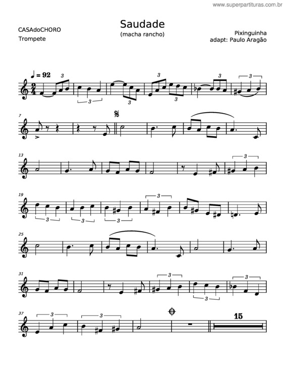 Partitura da música Saudade v.47