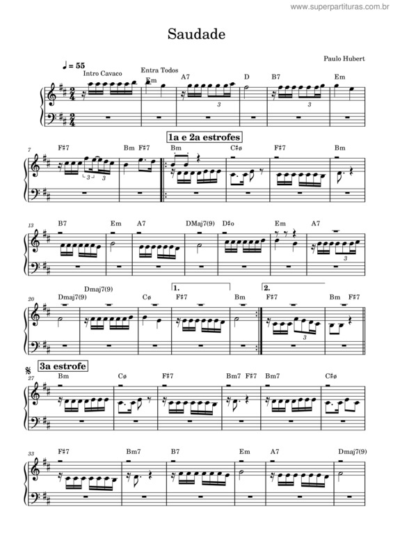 Partitura da música Saudade v.52