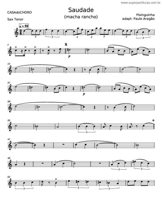 Partitura da música Saudade v.54