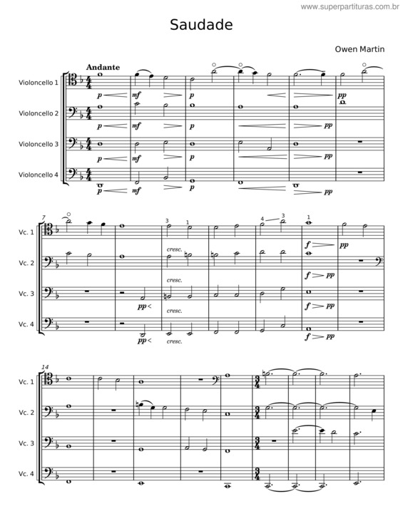 Partitura da música Saudade v.55