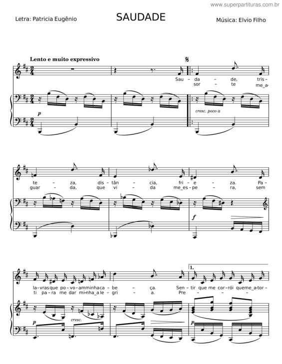 Partitura da música Saudade v.58