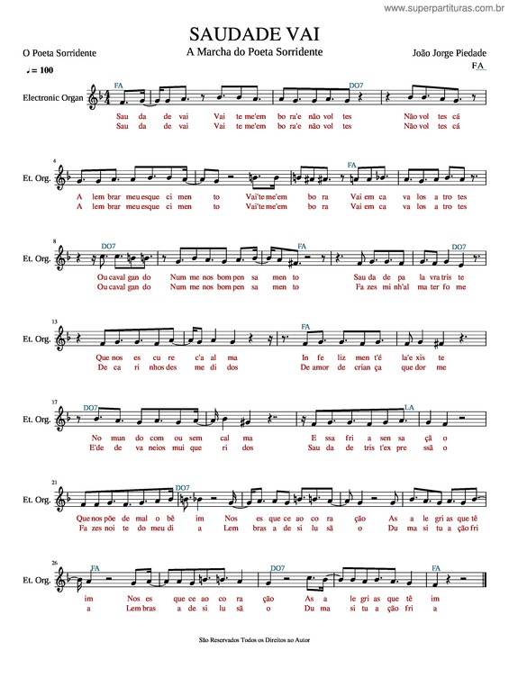 Partitura da música Saudade Vai