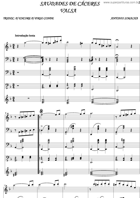 Partitura da música Saudades De Caceres v.2