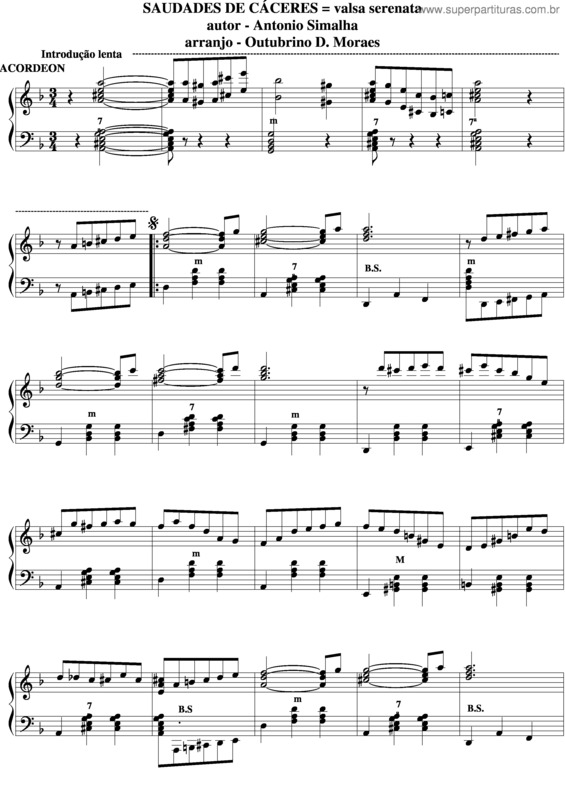 Partitura da música Saudades De Cáceres v.3