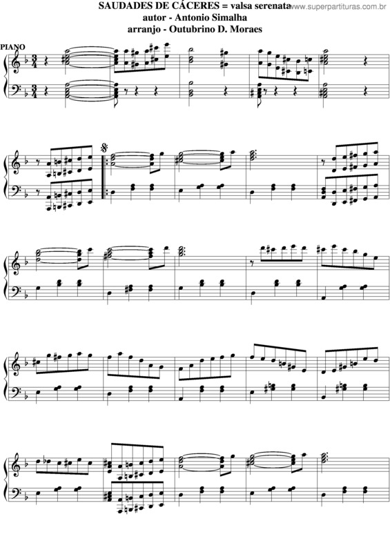 Partitura da música Saudades De Cáceres v.6