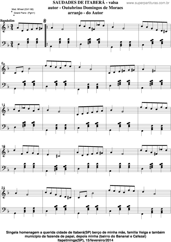 Partitura da música Saudades De Itaberá v.3