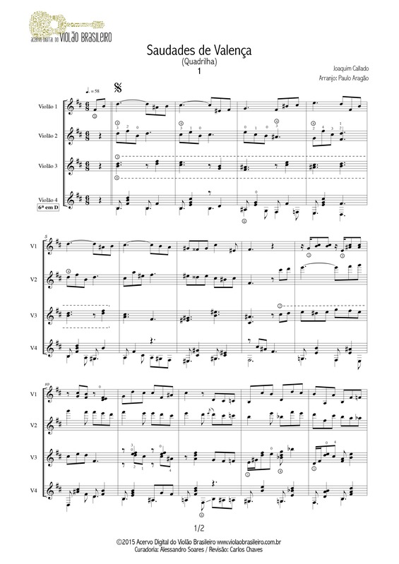 Partitura da música Saudades de Valença