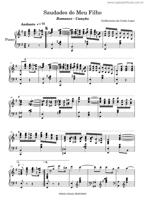 Partitura da música Saudades Do Meu Filho