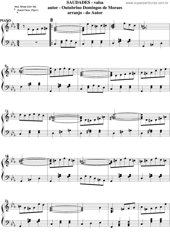 Partitura da música Saudades v.12