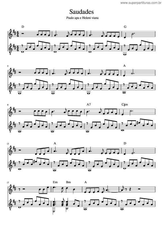 Partitura da música Saudades v.27