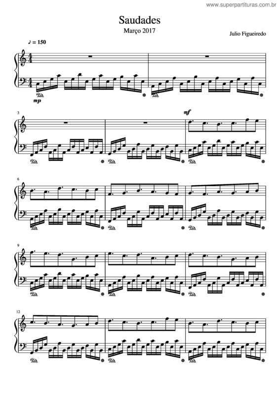 Partitura da música Saudades v.29