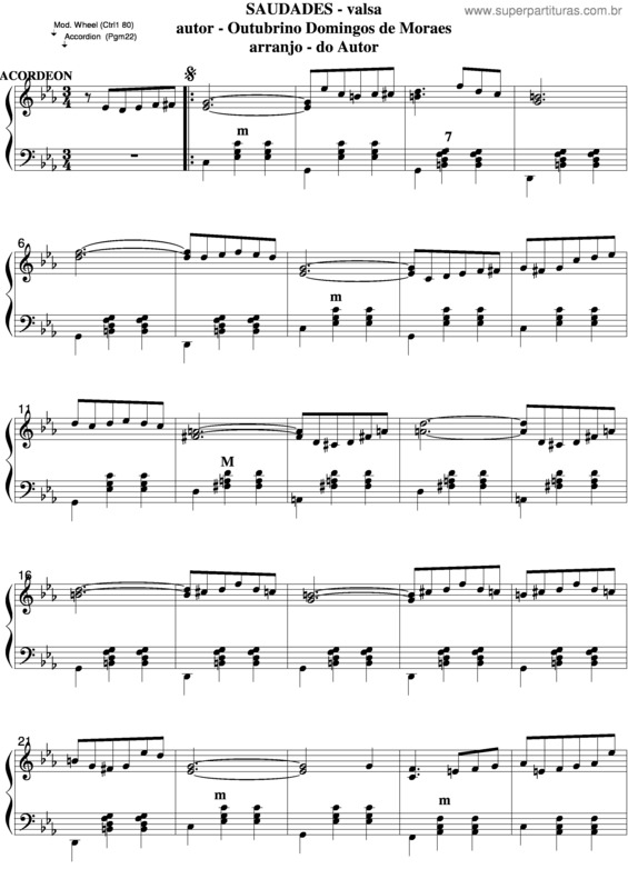 Partitura da música Saudades v.8