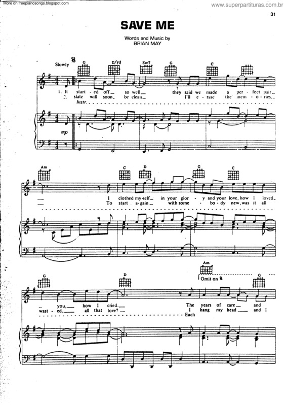 Partitura da música Save Me v.7