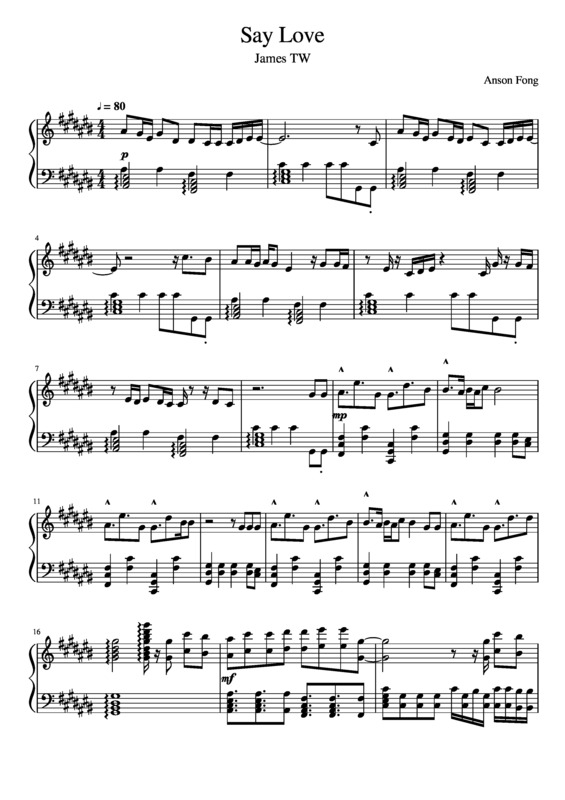 Partitura da música Say Love