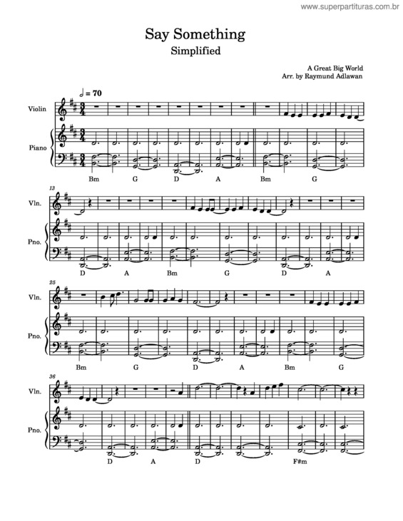 Partitura da música Say Something v.7