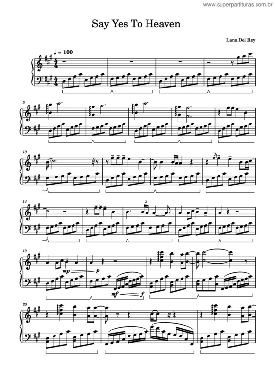 Partitura da música Say Yes To Heaven