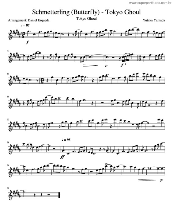 Partitura da música Schmetterling