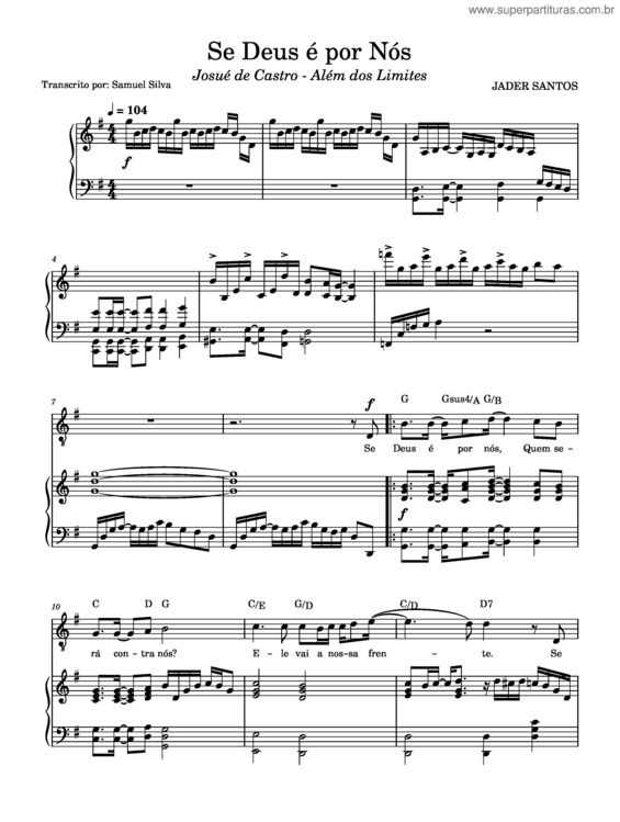 Partitura da música Se Deus É Por Nós v.4