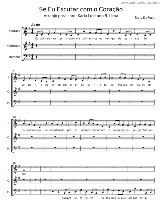 Partitura da música Se Eu Escutar Com O Coração