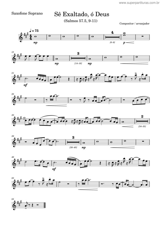 Partitura da música Sê Exaltado, Ó Deus