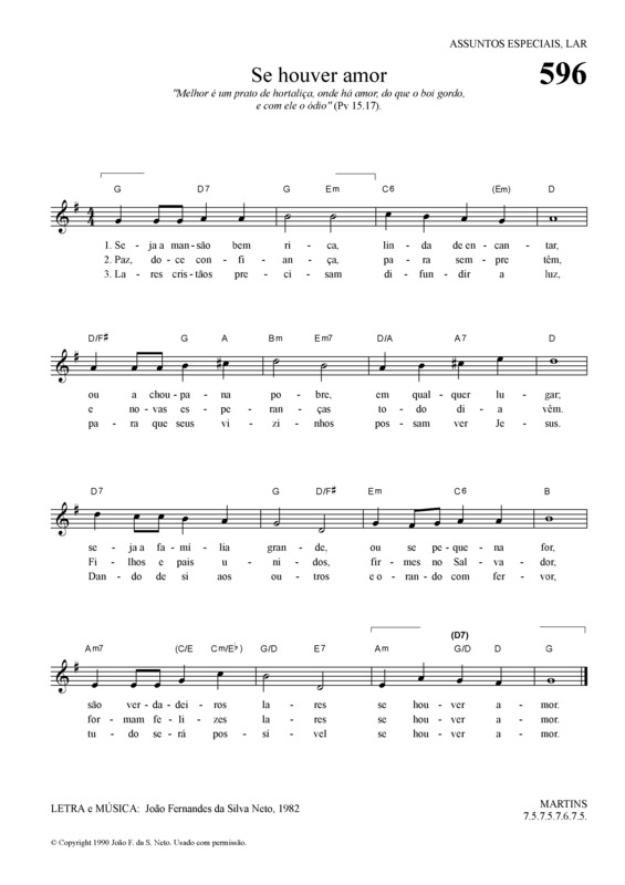 Partitura da música Se Houver Amor