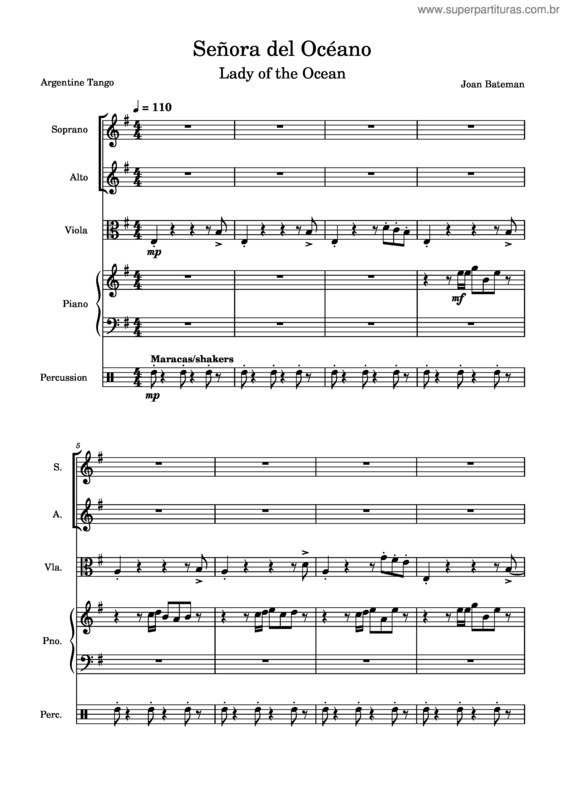 Partitura da música Señora Del Océano