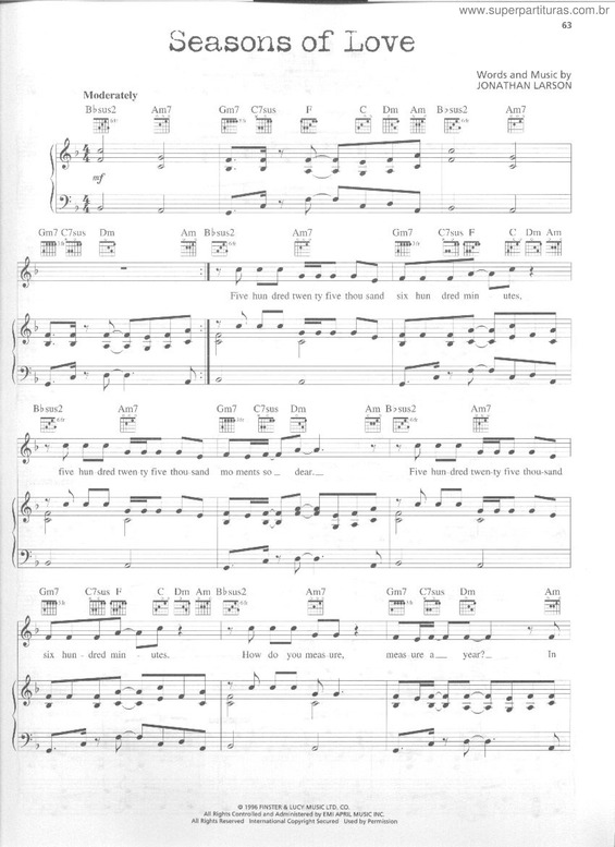 Partitura da música Seasons Of Love