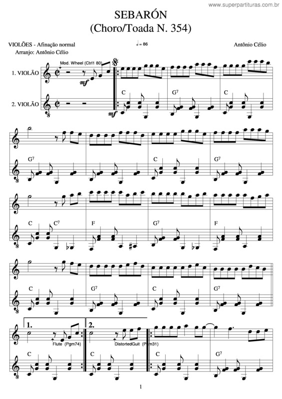 Partitura da música Sebarónn