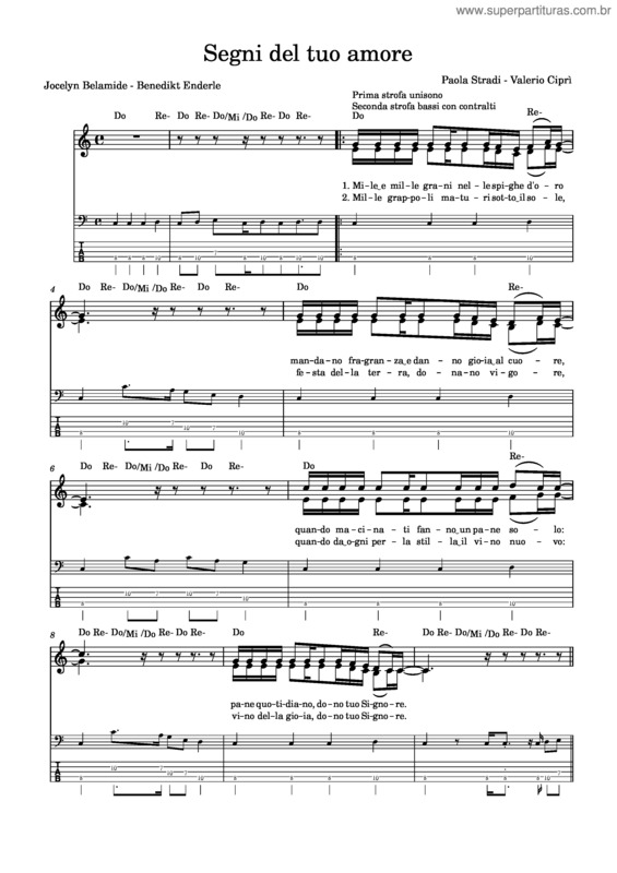 Partitura da música Segni Del Tuo Amore