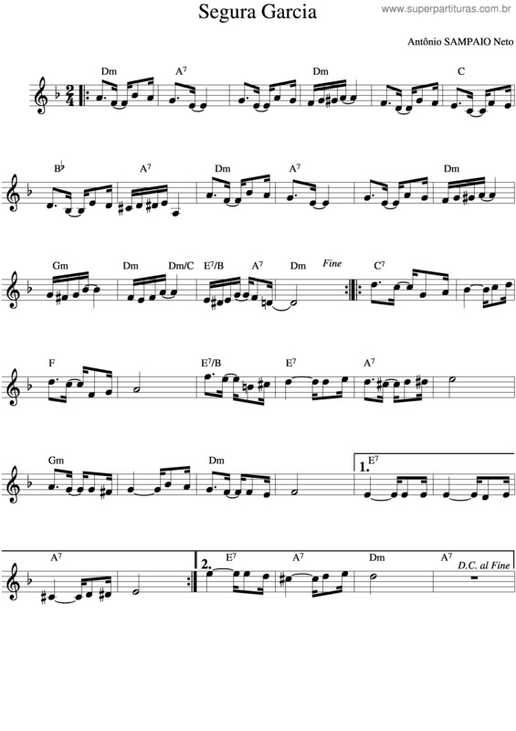 Partitura da música Segura Garcia