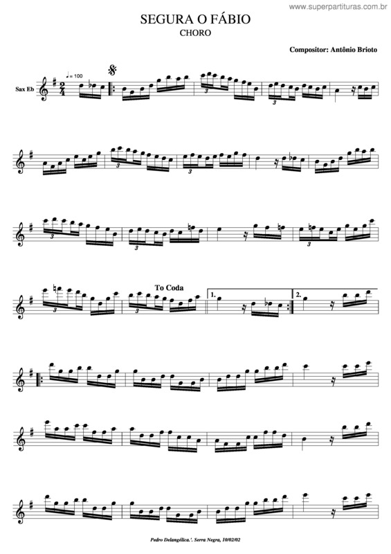 Partitura da música Segura O Fábio