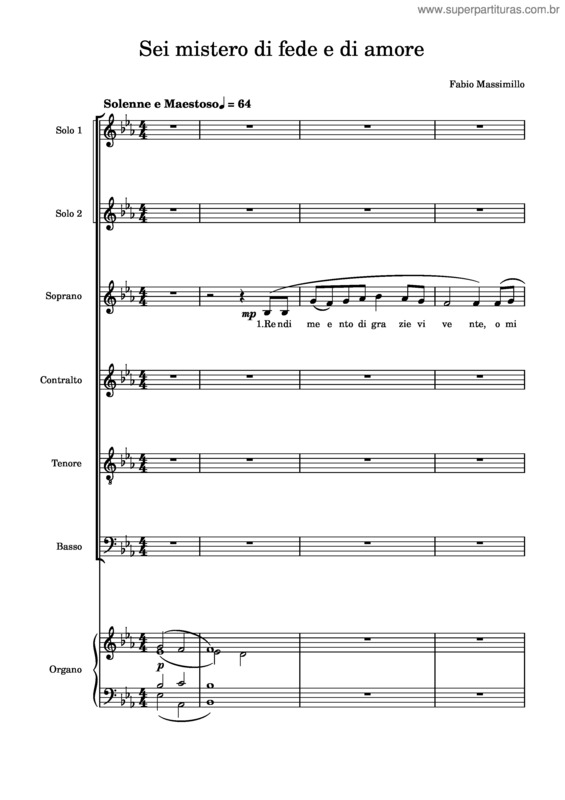 Partitura da música Sei Mistero Di Fede E Di Amore