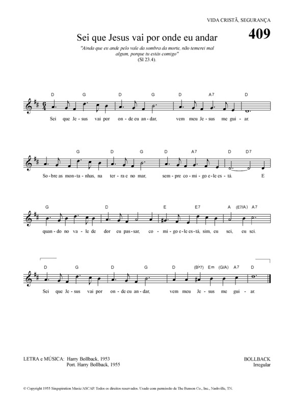 Partitura da música Sei Que Jesus Vai Por Onde Eu Andar