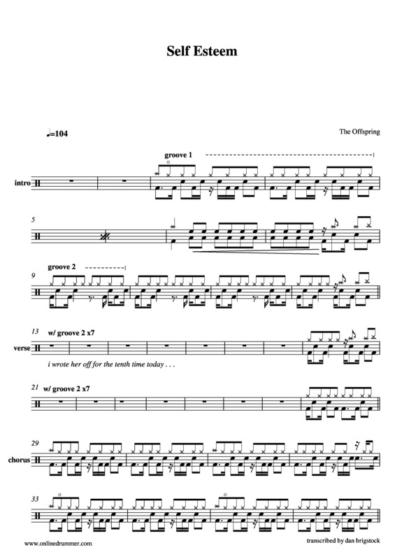 Partitura da música Self Esteem