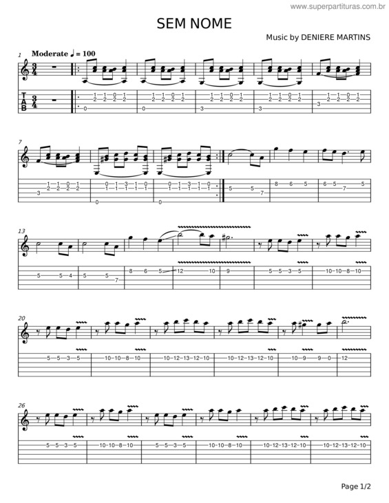 Partitura da música Sem Nome v.5